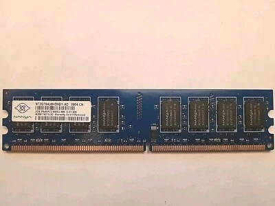 NANYA 2GB 2RX8 PC2-6400U 666-13-E1.800 DDR2 NT2GT64U8HD0BY-AD 904.CN RAM MEMORY - Image 1 of 2