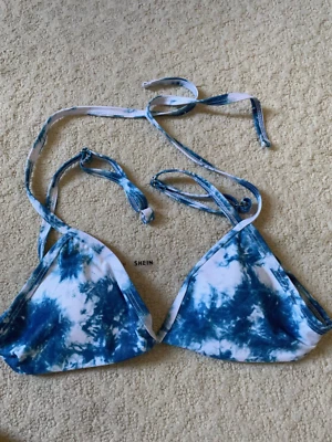 Shein Women's Swimwear~Blue & White Tye Dye Bikini Top~Size Medium - Image 1 of 2