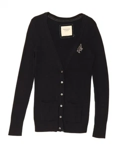 ABERCROMBIE & FITCH Womens New York Cardigan Sweater UK 14 Large Navy Blue VO15 - Picture 1 of 3