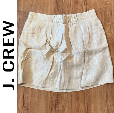 J. Falda Crew de lino tostado para mujer talla 6 con bolsillos forrados Foto 1 de 4