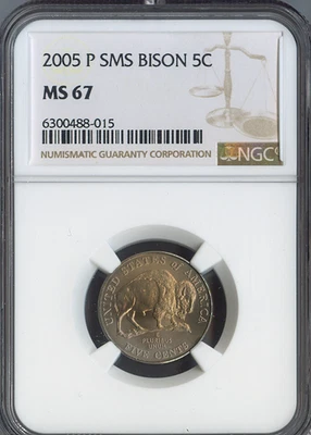 2005 Jefferson Nickel Bison NGC MS67 SMS Holiday Sale 🎁 - Image 1 of 2