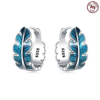 Pendientes de plata de ley 925 gota de goma pluma azul para mujer joyería de boda Foto 1 de 4