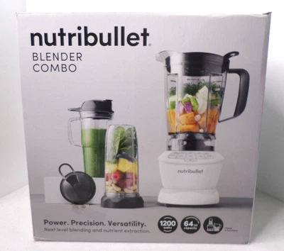 Combo licuadora NutriBullet 1200 vatios tamaño completo 64 onzas blanco mate - ¡NUEVA EN CAJA! Foto 1 de 4