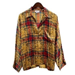 Vtg 70s THALIA Italian Silk Blouse S Oversized Plaid Paisley Boho Festival - Picture 1 of 6