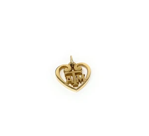 James Avery 14k Yellow Gold A&M Heart Charm Pendant - Picture 1 of 4