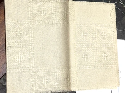 26 count IVORY linen 10 X 52.5 " cross stitch needlework TABLE RUNNER diamond - Image 1 of 4