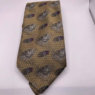 Vng Robert Talbott Best Of Class NORDSTROM Silk NECK TIE Woven Fishing Lure Fish - Image 1 of 4