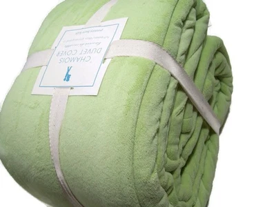 Pottery Barn Kids Green Cozy Soft Chamois Full Queen Duvet Cover New - Image 1 of 4
