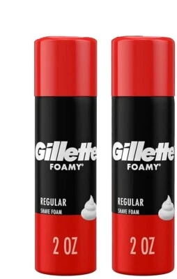 Gillette FOAMY Regular Shave Foam Cream 2 oz Travel Size 2 Pack - Image 1 of 4
