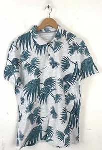 Banana Republic Herren Größe Large grau & grün Blätterdruck Sommer Poloshirt - Bild 1 von 4