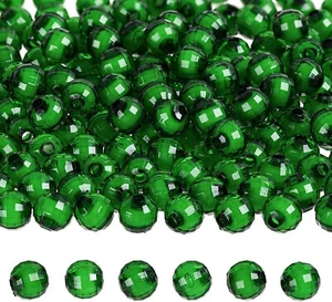 50 Acrylic Disco Beads 8mm Green Faceted Jewelry Supplies Translucent BULK - Picture 1 of 1
