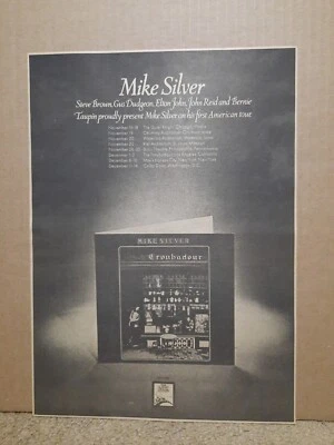 Mike Silver Troubadour 1973 disco de vinilo periódico anuncio fechas de gira Foto 1 de 4