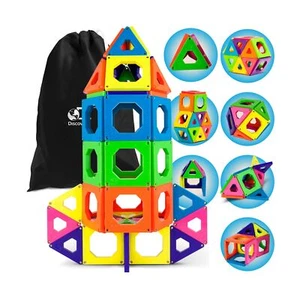Kids Construction Set 50 Pcs Magnetic Building Tiles Amazing Fun 3D Structures - Picture 1 of 9