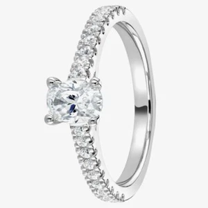 1888 Sammlung Platin Ovalschliff 0,70ct Diamant Solitär Schulter Set Ring... - Bild 1 von 4