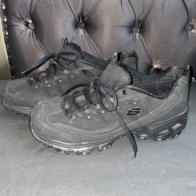 Zapatillas deportivas Skechers D'Lites para mujer Play-off negras con cordones de cuero talla 10 Foto 1 de 4