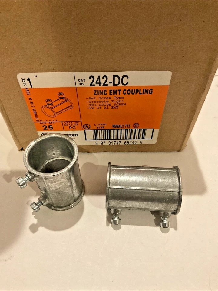 (38) EMT conduit couplings zinc Bridgeport 242-DC