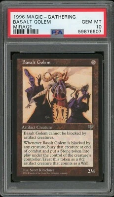 1996 Magic the Gathering MTG Mirage Basalt Golem PSA 10 Pop 1 - Image 1 of 2