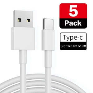 5 Pack USB Type C to USB-A Male Charger Cable 5A Fast Charging Lead Data Cord - Photo 1 sur 4