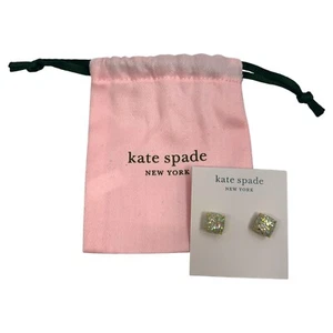 Kate Spade New York Square Opal Style Gold Tone Stud Earrings and Dust Bag NWT - Picture 1 of 3
