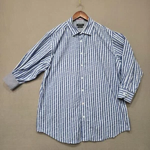 Bugatchi Men's Blue Classic Striped Button Up Long Sleeve Flip Cuff Shirt Sz XL - Picture 1 of 7