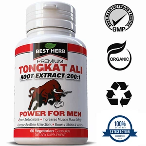 Tongkat Al LONGJACK PASAK BUMI GRADE A, ROOT EXTRACT SUPPLEMENT 200:1 60capsules - Picture 1 of 5