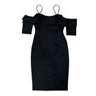 Cooper St Nwt Womens Black Ruffle Popover Off-Shoulder Lined Sheath Dress Size 4