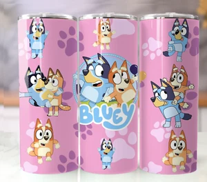 Bluey Pink 20oz Tumbler Insulated Stainless Travel Mug Cup Straw Lid - Picture 1 of 4