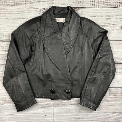 CHAQUETA MUJER VINTAGE MOTO AVON FASHIONS 100% CUERO NEGRO TALLA MEDIANA Foto 1 de 4