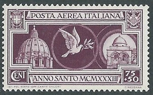 1933 REGNO POSTA AEREA ANNO SANTO 75 CENT MNH ** - I42-3 - Picture 1 of 1