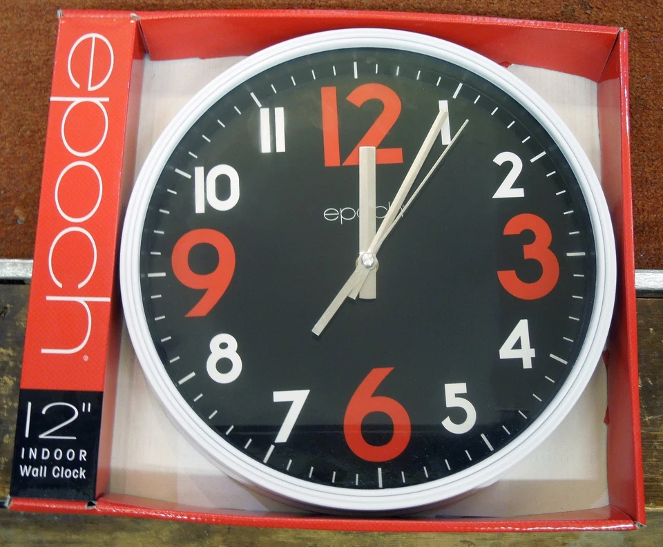   RELÓGIO DE PAREDE ÉPOCA 12" - SURROUND BRANCO E MOSTRADOR PRETO  - Imagem 1 de 1