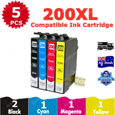 5x Compatible Ink Cartridge 200XL 200 XL For Epson XP200 XP300 XP400 XP410 - image 1 of 4