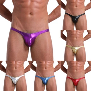 Männer Kunstleder Wet Look G-String Tanga Bikini-Slip Unterwäsche Bademode 🔥 - Afbeelding 1 van 19