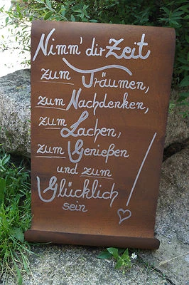 Edelrost Tafel Nimm dir Zeit..Spruch Garten Metall Rost Schild Geschenk Deko - Bild 1 von 4