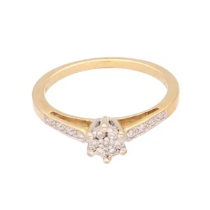 18Carat Yellow Gold 0.11ct Diamond Cluster Ring (Size O) 5mm Head - Picture 1 of 3