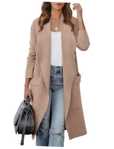 Women's Long Cardigan Sweater 2024 Fall Fashion Casual Oversized Medium Khaki - Picture 1 of 7