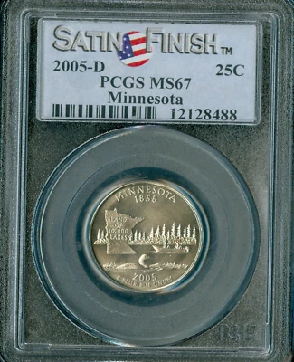 2005 D MINNESOTA FLAG QUARTER PCGS MS67 SF  . - Image 1 of 2