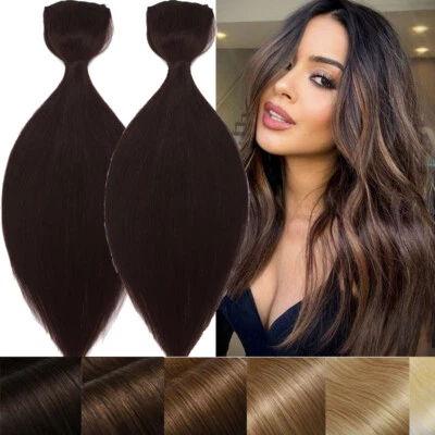 One Piece 100% Real Clip in Remy Human Hair Extensions Full Head Brown Ombre USA - Image 1 of 4