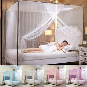4 Corner Bed Mosquito Net Netting Full Insect Protections Mesh Canopy QueenKing - Picture 1 of 14