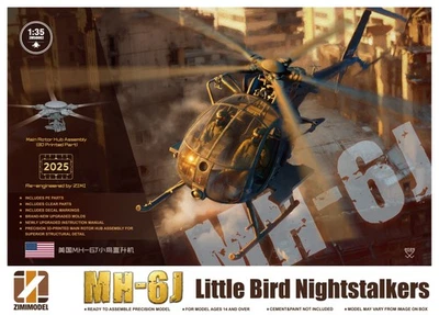 Zimi Model ZM50002 1/35 US MH-6J Little Bird Nightstalkers Helicopter Model Kit