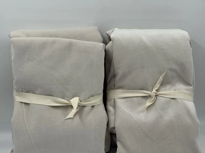 Nuevo Juego/2 Cortinas West Elm Algodón Terciopelo Blackout 48x96 Arena Foto 1 de 4