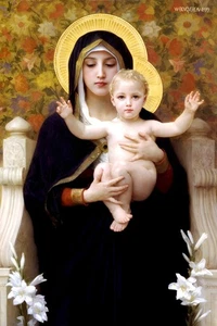 Madonna with Child Virgin Mary Jesus Christ Baby Painting Poster Print CANVAS - Picture 1 of 3
