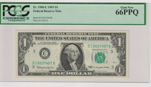 Fr 1900-C (CB) 1963 $1 FRN C19037407B bp574 PCGS 66PPQ SUPERB GEMCU Philadelphia - Picture 1 of 2