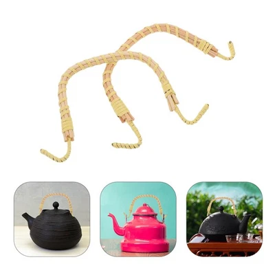  Mango de tetera 2 piezas: reemplazo de mango de bambú hecho a mano para cerámica y cerámica Foto 1 de 4