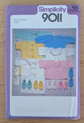 Simplicity 9011 Vintage Infant Baby Kimono Booties Pattern NB-6 Months Uncut - Image 1 of 2