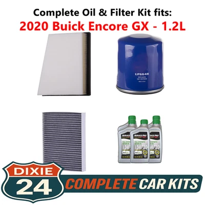 Fits: 2020 Buick Encore GX 1.2L Complete Oil, Air & Cabin Filter Kit (5W-30) Foto 1 de 4