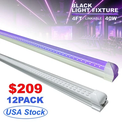 4Ft UV Led Black Light Fixture for Blacklight Poster Halloween Party Decoration - Image 1 of 4