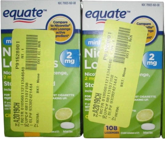 Equate MINI Nicotine Lozenges 2 mg Citrus Lime Flavor 108 Pieces. EXP 03/2027