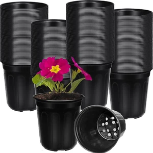 50 Pcs 1 Gallon Nursery Pots Flexible Plant Seedling Transplanting Soft Plastic - Picture 1 of 7