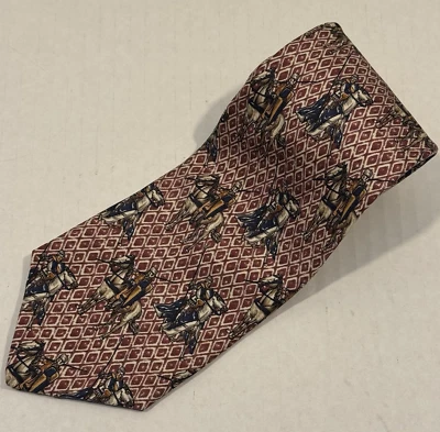 Corbata Robert Talbott Diseñador de Seda RARA Justas Caballero Caballo Corbata Roble Hall Foto 1 de 4