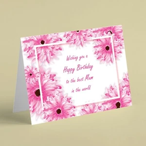 Pretty pink and white flowers Mum birthday card - Picture 1 of 1